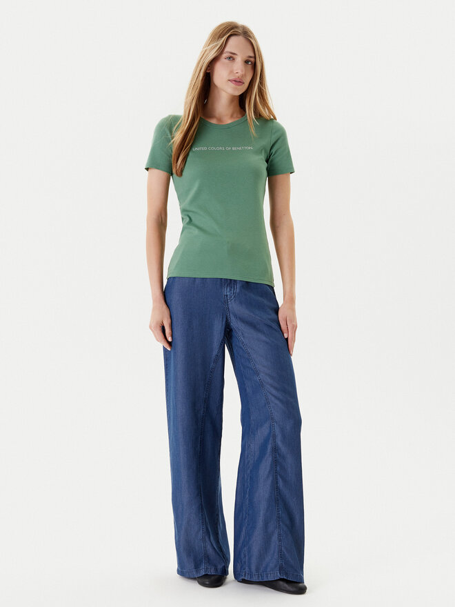 United Colors Of Benetton United Colors Of Benetton Marškinėliai 3GA2E16A2 Žalia Regular Fit