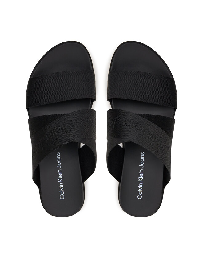 Calvin Klein Jeans Şlapi Calvin Klein Jeans Flatform Sandal Webbing In Mr YW0YW01361 Negru