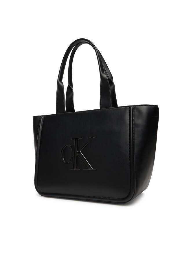 Calvin Klein Handtasche Calvin Klein Bold Ck Medium Tote LV04F3218G Schwarz