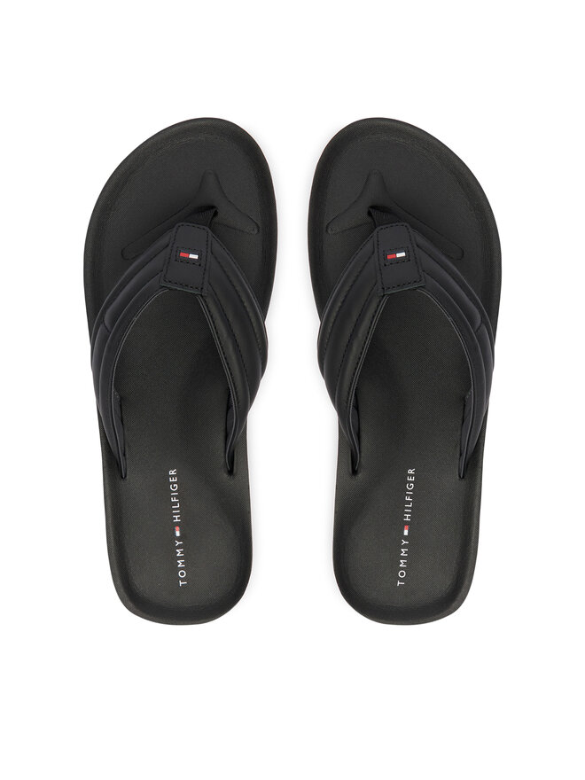 Tommy Hilfiger Zehentrenner Tommy Hilfiger Hilfiger Padded Beach Sandal FM0FM05801 Schwarz