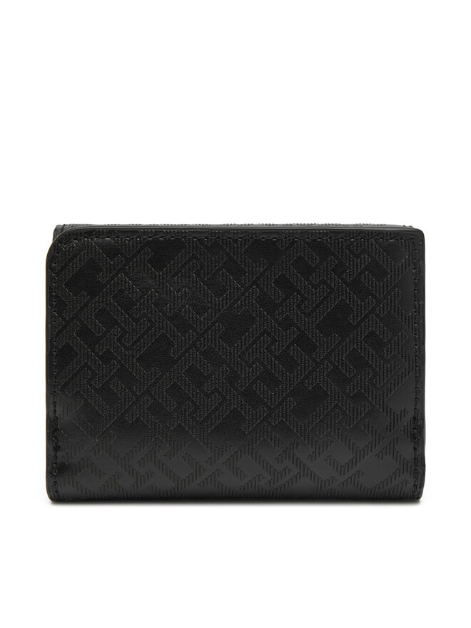 Tommy Hilfiger Große Damen Geldbörse Tommy Hilfiger Th Distinct Trifold Wallet Mono AW0AW17257 Schwarz