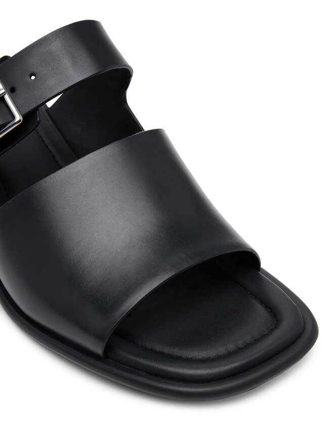 Calvin Klein Jeans Klapki Calvin Klein Jeans Heel Square Mg Buckle Lth YW0YW01701 Czarny