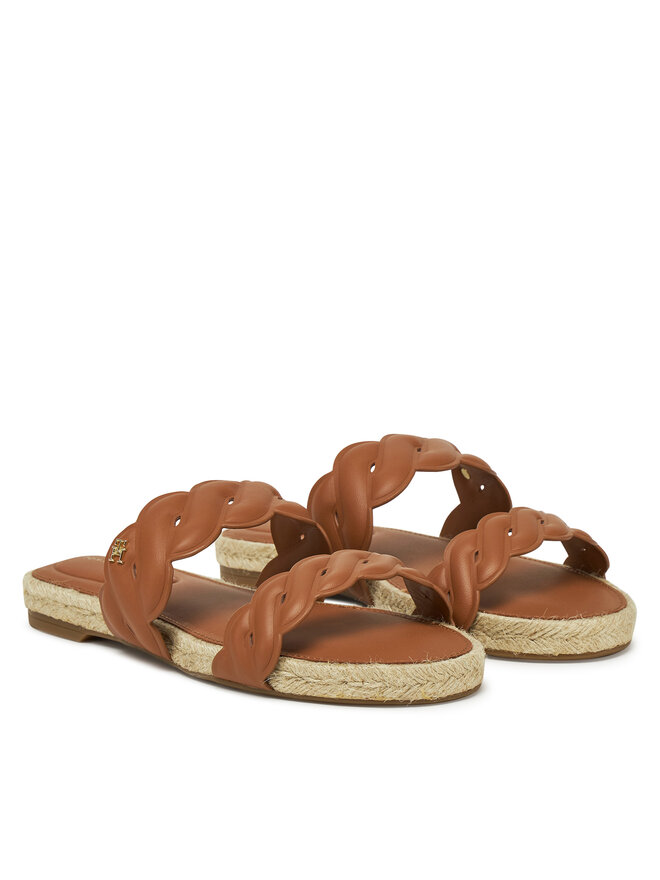 Tommy Hilfiger Espadrile Tommy Hilfiger Leather Rope Espadrille Mule FW0FW08503 Rjava