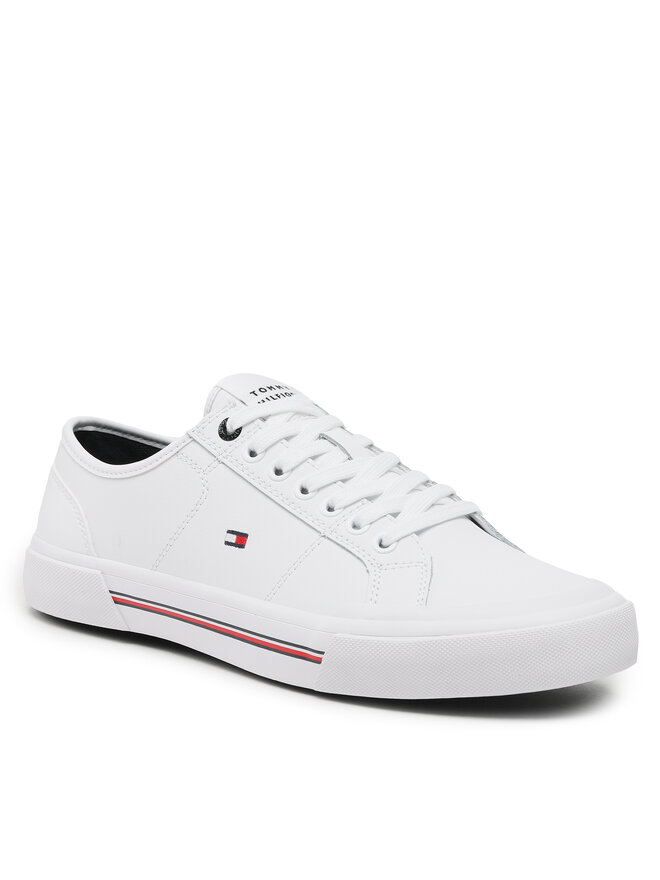 Tommy Hilfiger Πάνινα παπούτσια Tommy Hilfiger Core Corporate Vulc Leather FM0FM04561 Λευκό