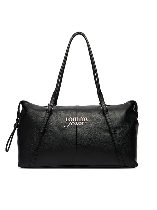 Tommy Jeans Handtasche Tommy Jeans Pebble Grain Metal Logo Tote Bag AW0AW18472 Schwarz