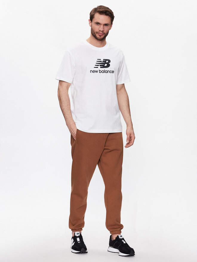 New Balance New Balance Marškinėliai Essentials Stacked Logo MT31541 Balta Relaxed Fit