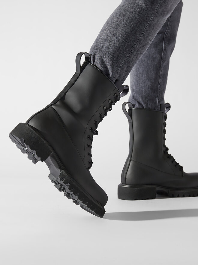 Rains Schnürstiefeletten Rains Show Combat Boot 22600 Schwarz