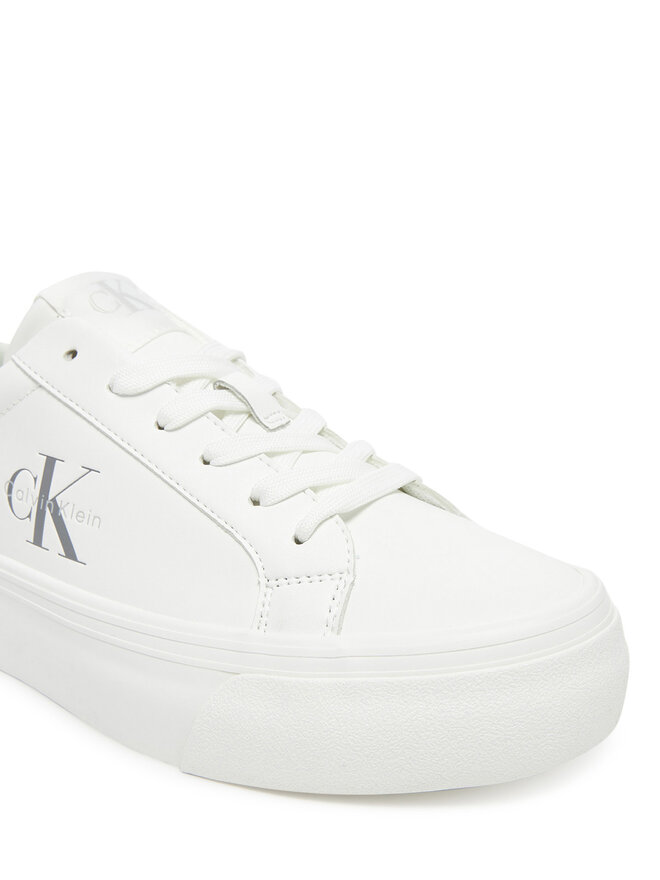Calvin Klein Sneakers Calvin Klein Vulc Flatf Lth Silver Logo Tag YW0YW01877 Weiß
