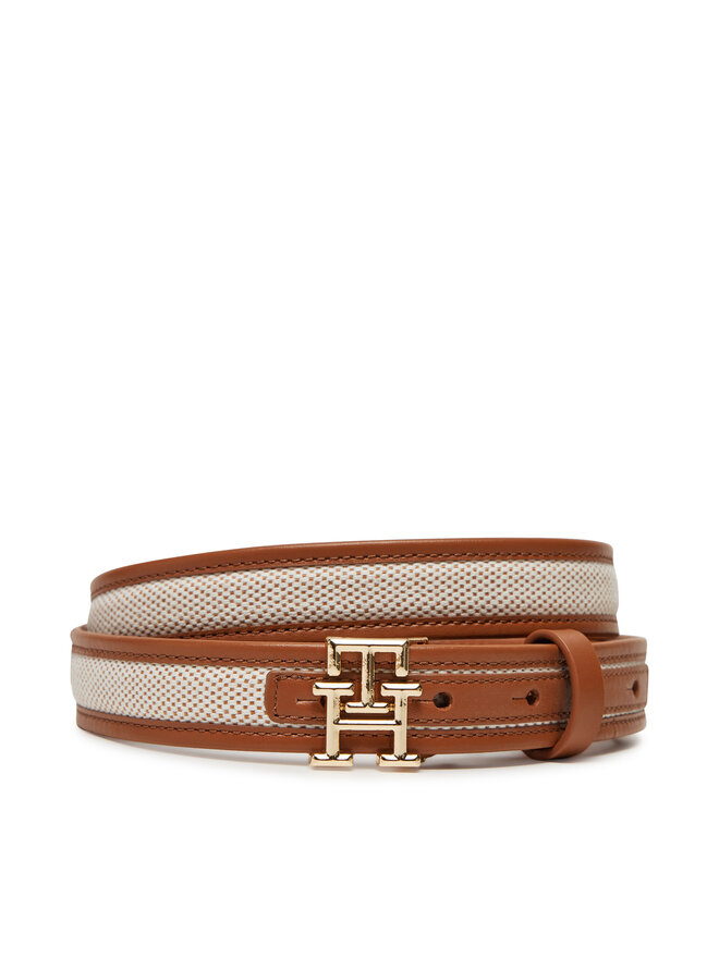 Tommy Hilfiger Pasek Damski Tommy Hilfiger Th Logo 2.5 Canvas AW0AW17249 Brązowy