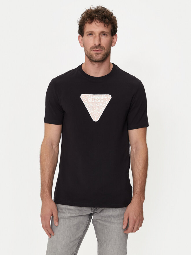Guess Guess Marškinėliai M4YI35 J1314 Juoda Slim Fit