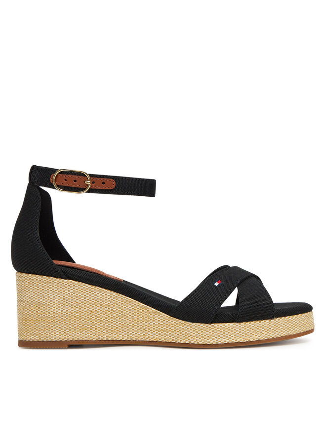 Tommy Hilfiger Espadrile Tommy Hilfiger Flag Criss-Cros Mid Wedge Espad FW0FW08481 Negru