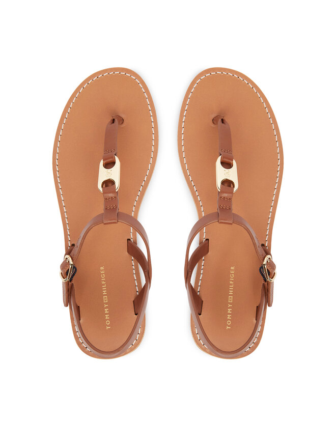 Tommy Hilfiger Sandalen Tommy Hilfiger Leather Thong Sandal FW0FW09127 Braun