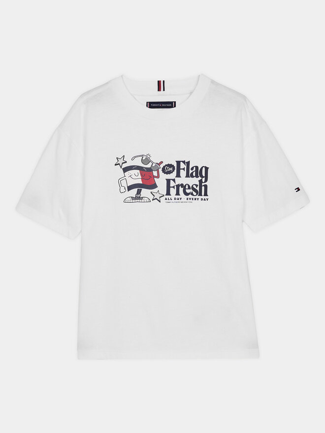 Tommy Hilfiger Tommy Hilfiger Marškinėliai Flag Fun KB0KB09354 S Balta Regular Fit
