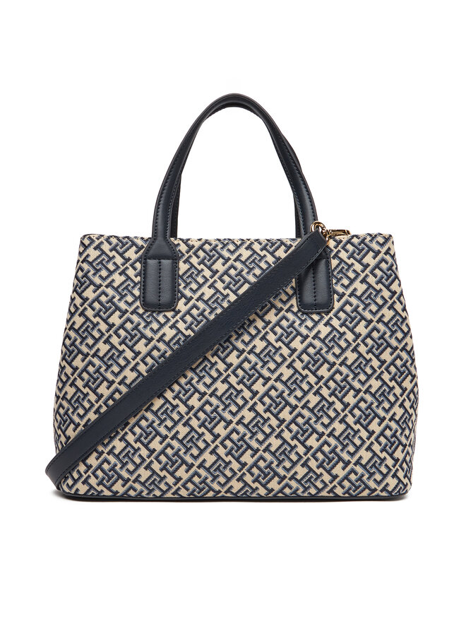 Tommy Hilfiger Τσάντα Tommy Hilfiger Th Jacquard Satchel AW0AW17444 Σκούρο μπλε