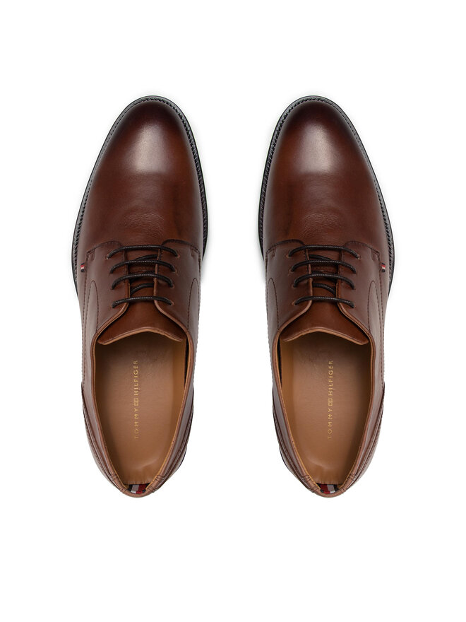 Tommy Hilfiger Halbschuhe Tommy Hilfiger Sugnature Hilfiger Leather Shoe FM0FM03929 Braun