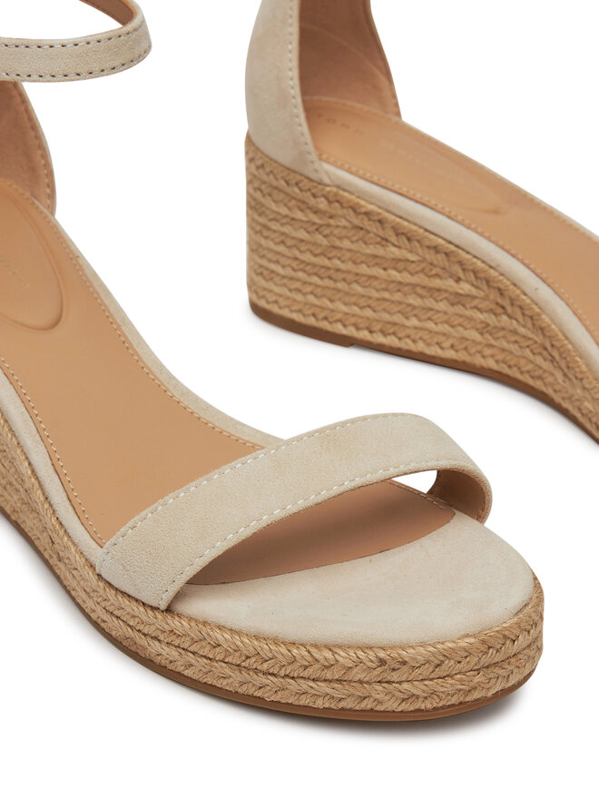 Tommy Hilfiger Espadrilky Tommy Hilfiger Suede Ankle Mid Wedge Espadrille FW0FW08479 Béžová