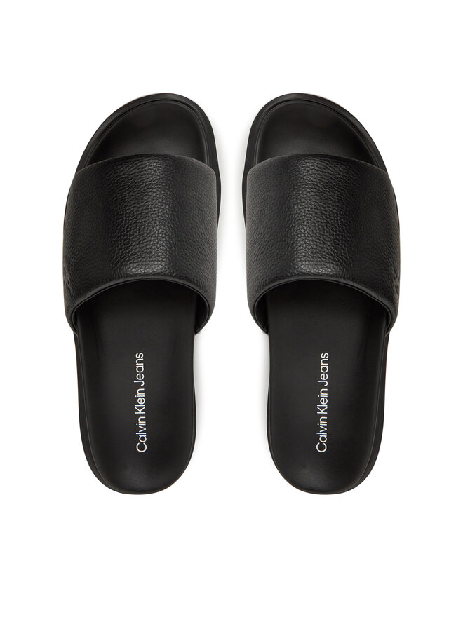Calvin Klein Jeans Pantoletten Calvin Klein Jeans Flat Molded Slide Sandal Lth YM0YM01225 Schwarz