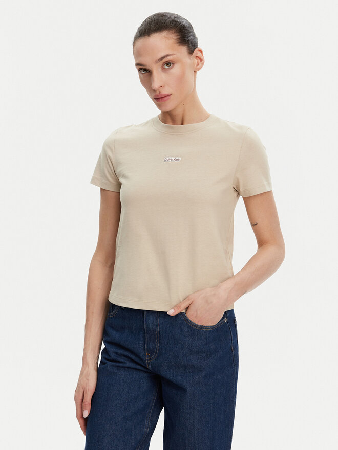 Calvin Klein Jeans Calvin Klein Jeans Camiseta Placed Institutional J20J225524 Beis Slim Fit