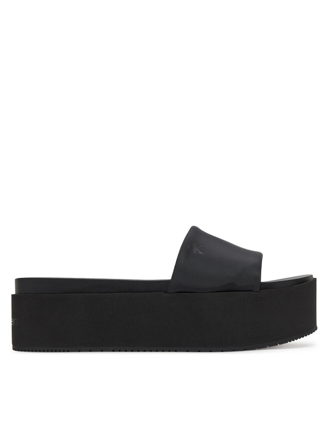 Calvin Klein Jeans Klapki Calvin Klein Jeans Flatform Sandal Slide In Nylon YW0YW01791 Czarny