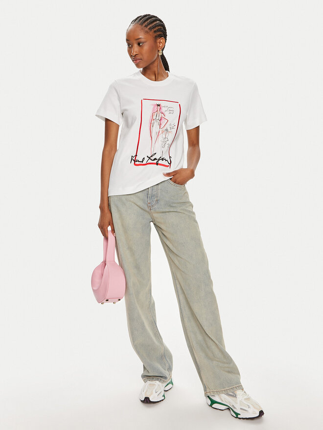 KARL LAGERFELD KARL LAGERFELD T-Shirt 245W1713 Weiß Regular Fit