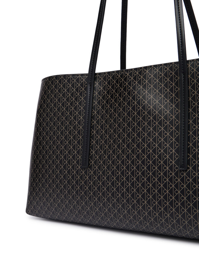 Calvin Klein Handtasche Calvin Klein Emblem Aop Medium Work Tote LV04F3786G Schwarz