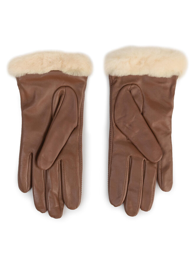 Ugg Жіночі рукавички Ugg W Classic Leather Logo Glove 19034 Коричневий