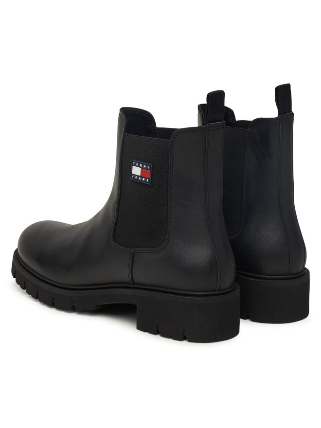 Tommy Jeans Klassische Stiefeletten Tommy Jeans Tjw Chelsea Leather Boot EN0EN02825 Schwarz