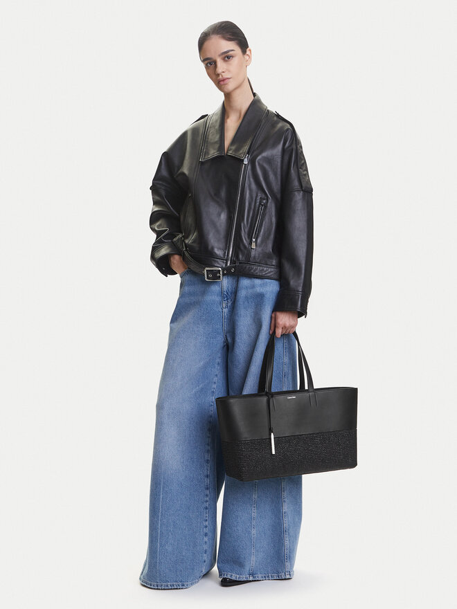 Calvin Klein Τσάντα Calvin Klein Ck Mixmedia Shopper_Raffia K60K613167 Μαύρο