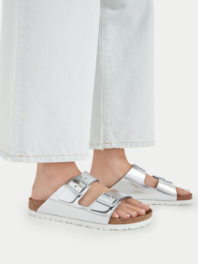 Birkenstock Pantoletten Birkenstock Arizona Metallic 1005961 Silberfarben