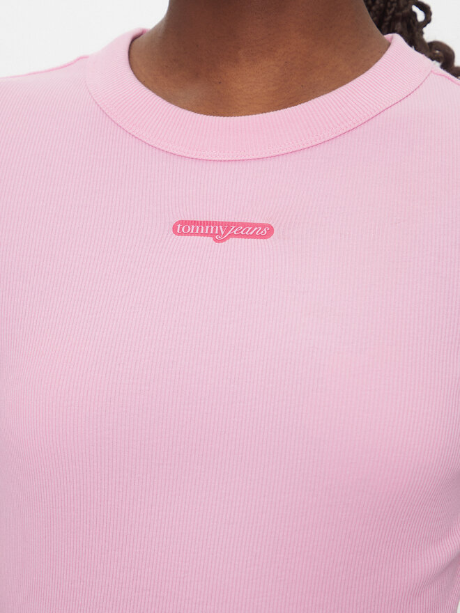 Tommy Jeans Tommy Jeans Camiseta Script Label DW0DW21402 Rosa Slim Fit