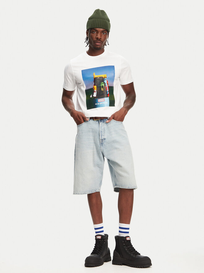 Hunter Hunter Póló Brodie Graphic HARM0036251 Fehér Regular Fit