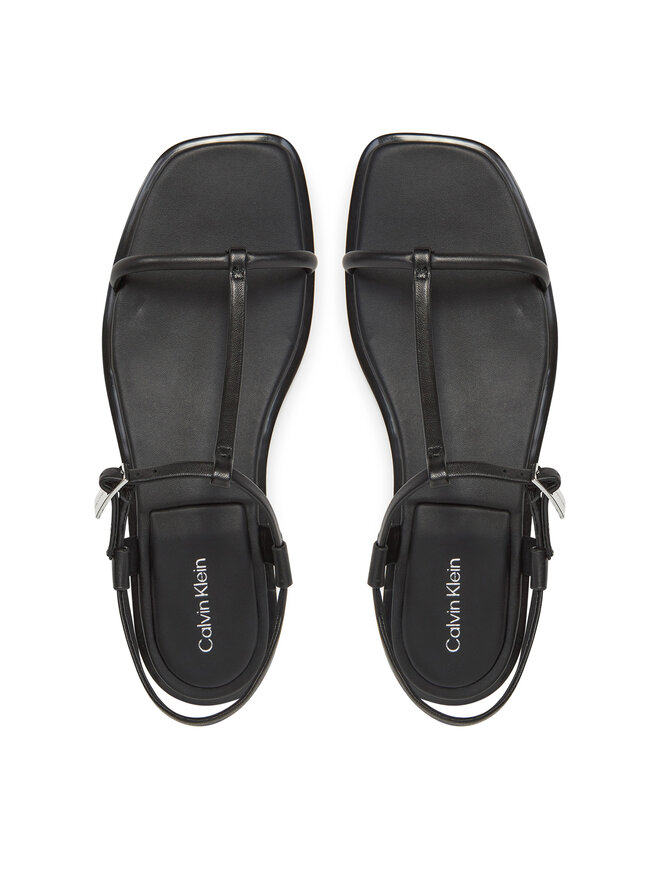 Calvin Klein Σανδάλια Calvin Klein Flat Sandal Squared Buckle Lth HW0HW02556 Μαύρο