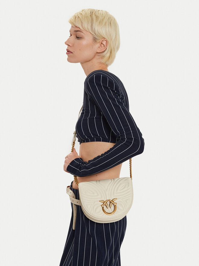 PINKO Дамска чанта PINKO Love Round Click Mini PE 24 PLTT 101969 A1Y8 Екрю
