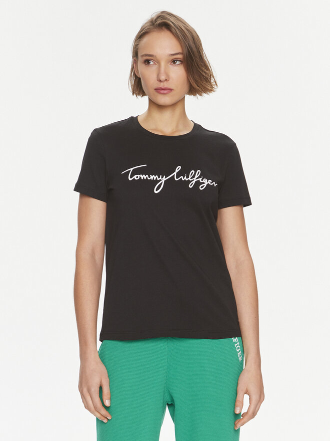 Tommy Hilfiger Tommy Hilfiger Marškinėliai Signature WW0WW41674 Juoda Regular Fit