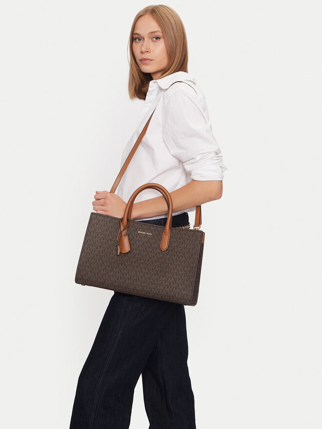 MICHAEL Michael Kors Borsetta MICHAEL Michael Kors Scarlett Medium Signature Logo Satchel 30F4GETS2B Marrone