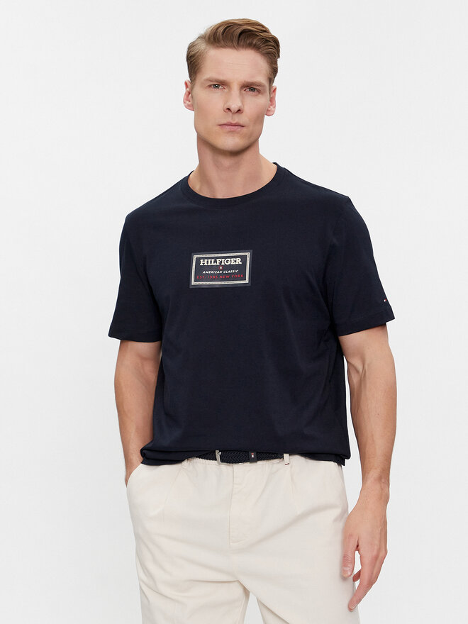 Tommy Hilfiger Tommy Hilfiger Póló Label Hd Print Tee MW0MW34391 Sötétkék Regular Fit