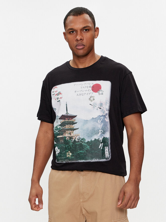 Brave Soul Brave Soul T-Shirt MTS-149SAPPORO Schwarz Straight Fit