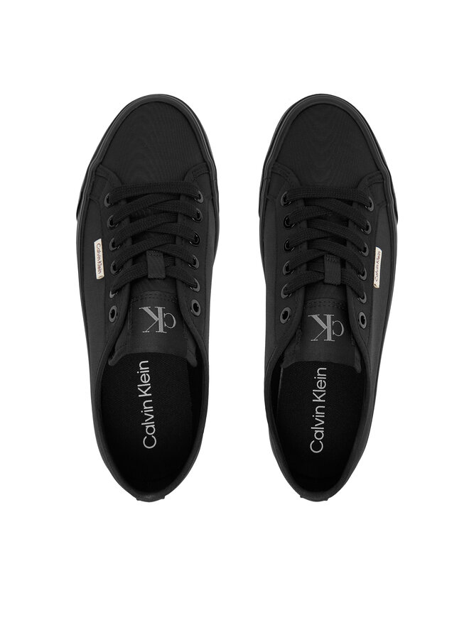 Calvin Klein Снікерcи Calvin Klein Vulc Flatform Lace Up Moire YW0YW02012 Чорний