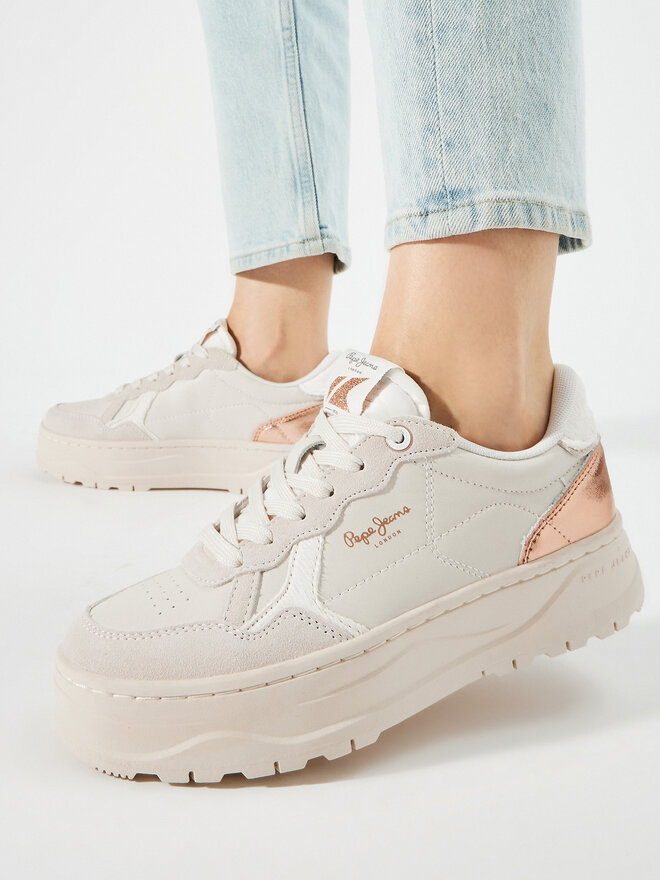 Pepe Jeans Sneakersy Pepe Jeans Kore Sun W PLS00009 Écru