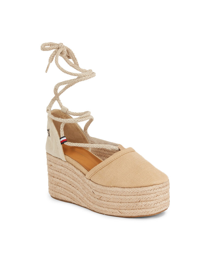 Tommy Hilfiger Espadrilles Tommy Hilfiger Closed Toe Linen Flatform FW0FW07746 Bēšs