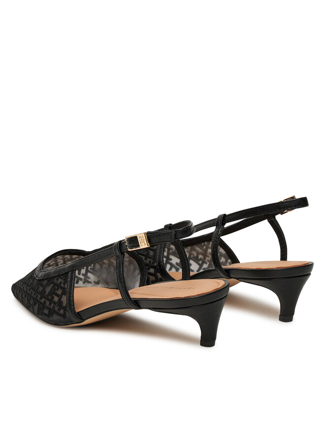 Tommy Hilfiger Сандали Tommy Hilfiger Mono Squared Toe Kitten Slingb FW0FW08746 Черен