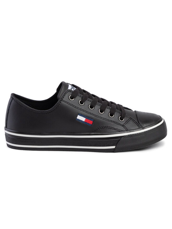 Tommy Jeans Sneakers aus Stoff Tommy Jeans Leather City Sneaker EN0EN00746 Schwarz