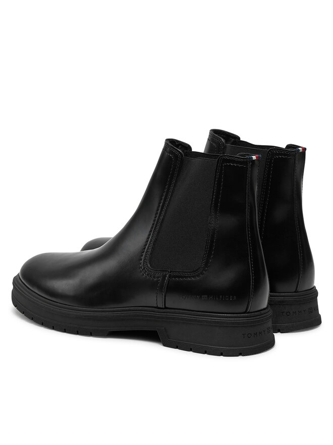 Tommy Hilfiger Kotníková obuv s elastickým prvkem Tommy Hilfiger Hilfiger Abrasiv Warm Lth Chels FM0FM05176 Černá