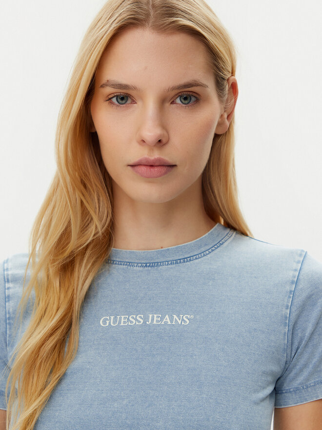 Guess Jeans Guess Jeans Marškinėliai W5GI41 KCTL1 Mėlyna Regular Fit