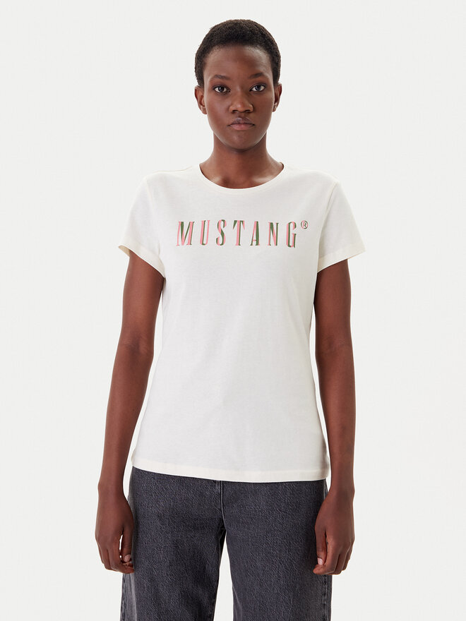Mustang Mustang T-shirt Loa 1016146 Écru Slim Fit
