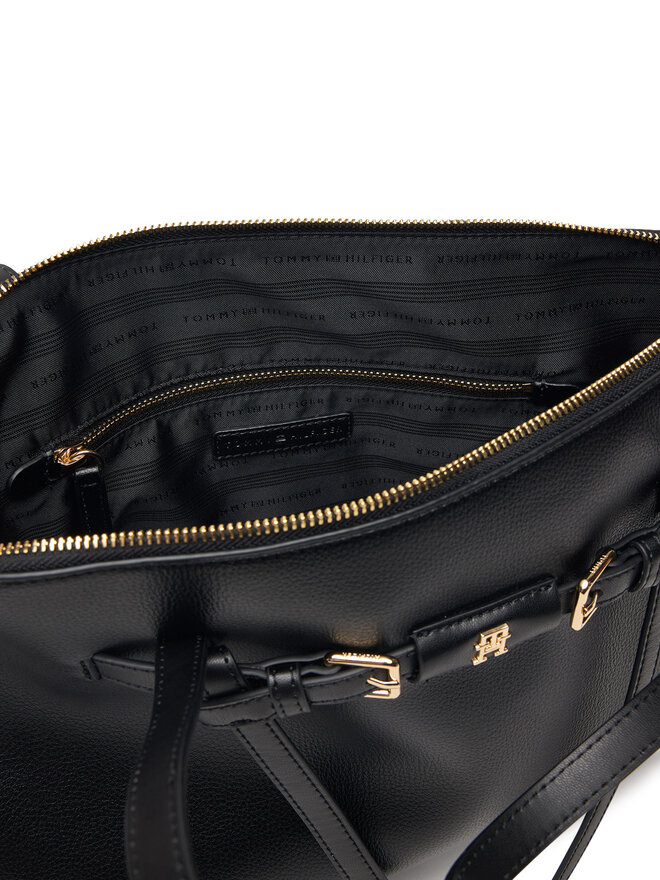Tommy Hilfiger Handtasche Tommy Hilfiger Th Buckle Tote AW0AW19032 Schwarz