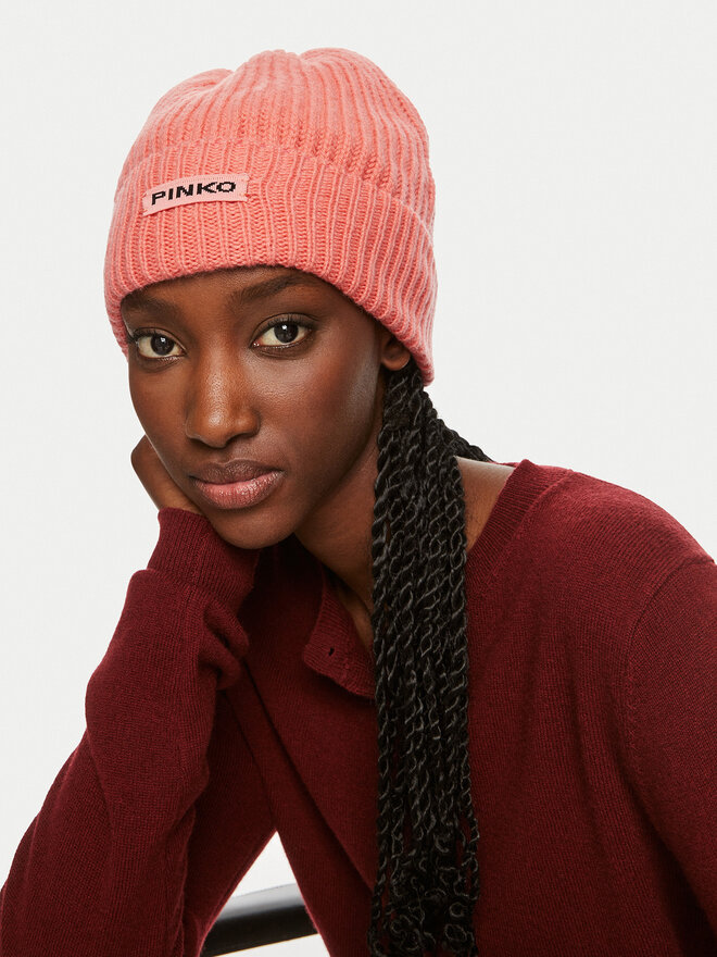 PINKO Gorro Pinko Lambkin Cuffia AI 24-25 BLK01 104489 A1CH Coral