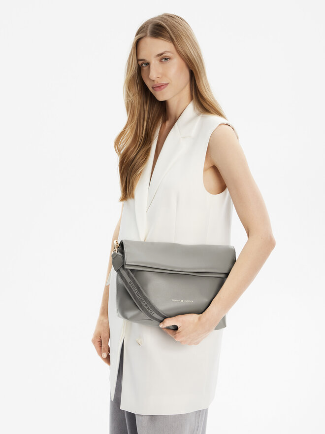 Tommy Hilfiger Rankinė Tommy Hilfiger Th Logotape Med Crossover AW0AW17692 Pilka