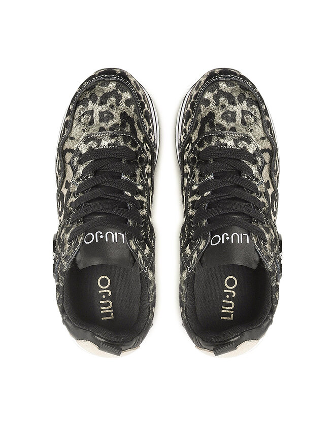 LIU-JO SNEAKER DE PIEL METALIZADA Y PLATAFORMA WONDER MAXI PARA MUJER BF0069EX014 BLACK LIU009 Color Negro Talla 40