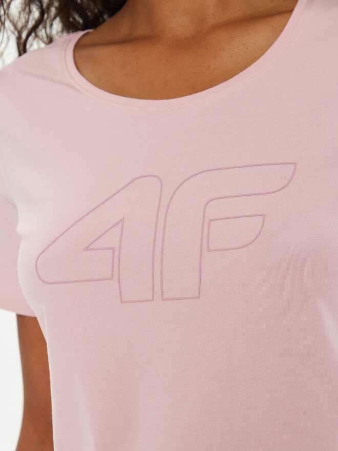 4F 4F Marškinėliai 4FWMM00TTSHF1846 Rožinė Slim Fit